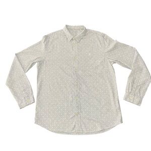 All Saints Gray White Polka Dot Casual Button Down Shirt Lightweight Fabric XXL